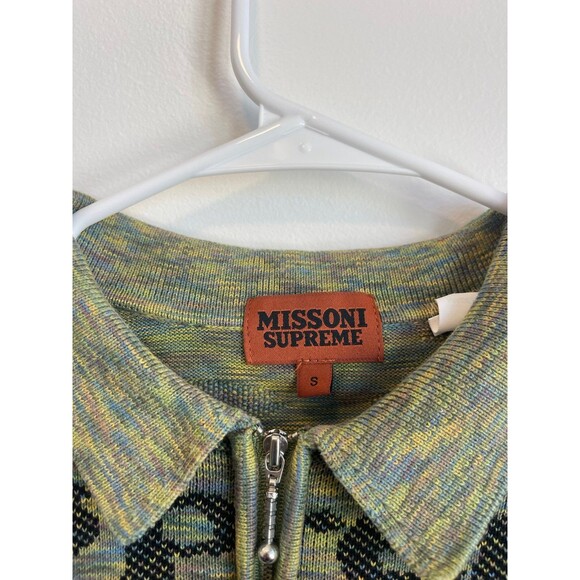 Supreme x Missoni Zip Long-Sleeve Polo 'Lime' Small - Picture 3 of 4